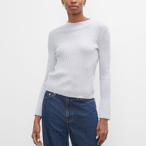 Signature Ribbed Mock Neck Sweater - New With Tags - NEVER WORN - Grey